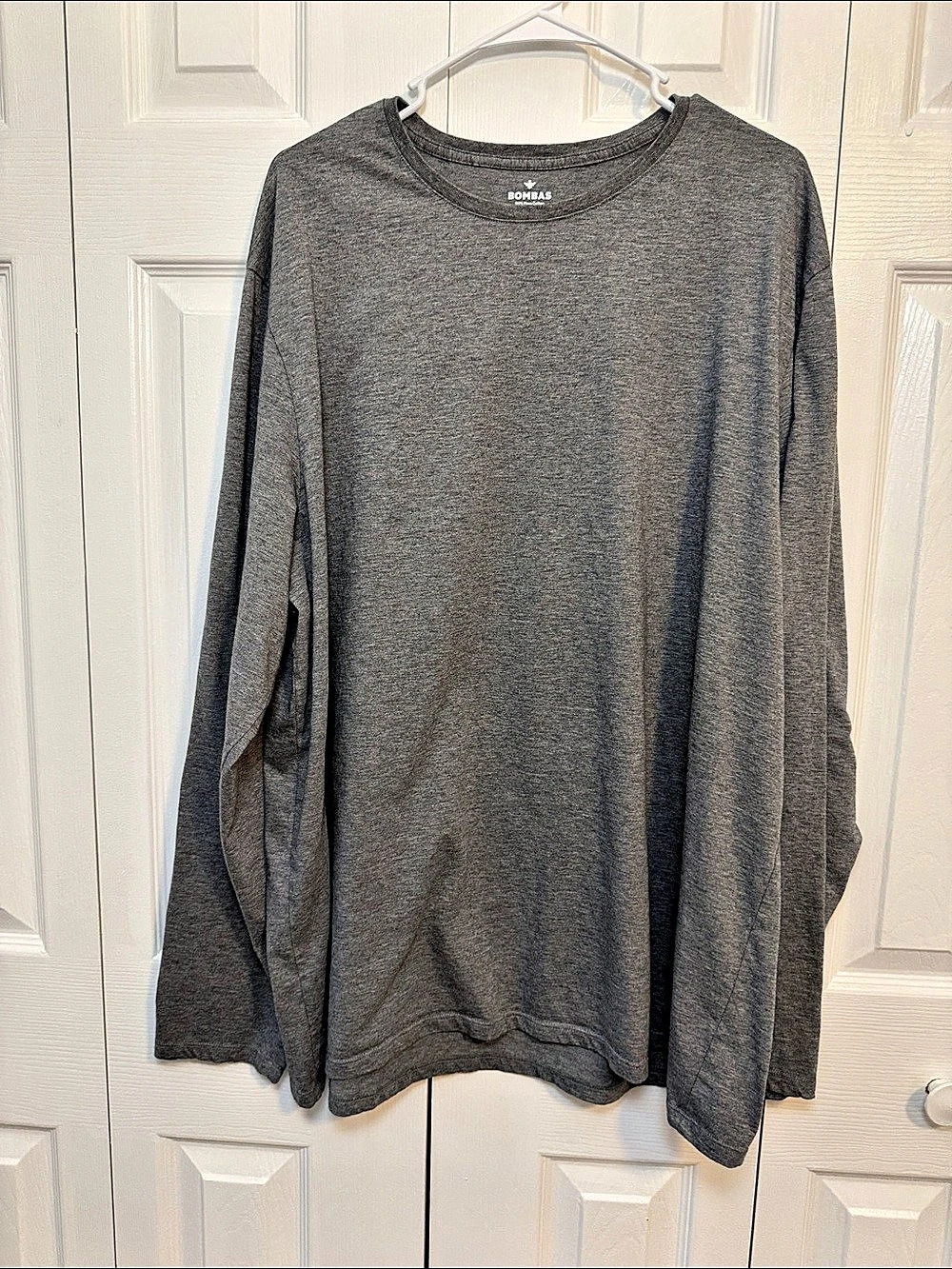 Bombas Men's Pima Cotton Long Sleeve Crew Neck T-Shirt Gray 3XL